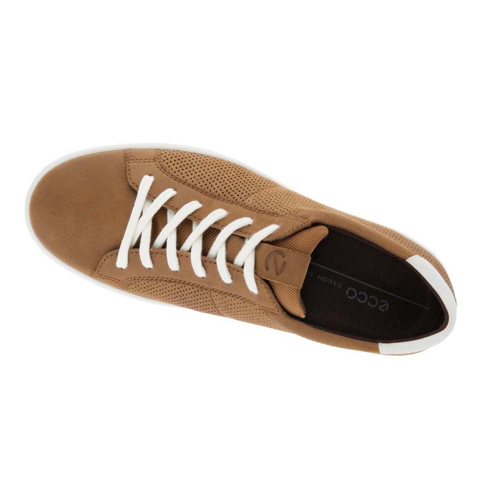 Ecco Soft Klassiska Laced Casual Skor Herr Bruna Vita | SE 485CTV